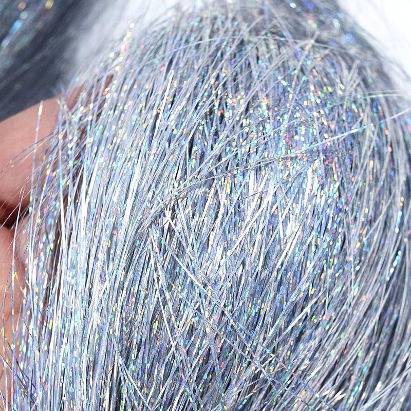 AOODOOM Tinsel Icicles 2000 Strands Metallic laser Silver Tinsel Christmas Tree Streamer Party Decoration 19.7 Inch Tinsel for Christmas Tree Icicles Indoor Outdoor Xmas New Year Disco Birthday Party Supplies - Image 4